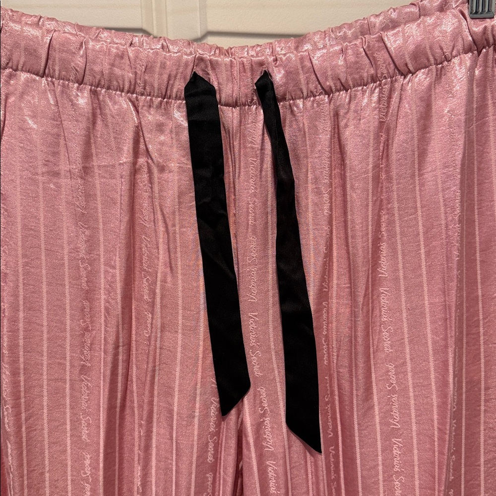 Victoria's Secret Pink Striped Satin logo pajama set - Picture 4 of 5